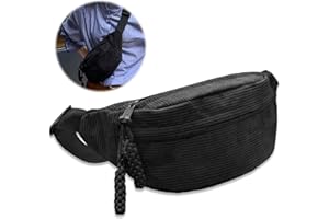 MIYUANGKJ Bauchtasche Cord Umhängetasche Cord Modische Hüfttasche Freizeit Sport Hüfttaschen Crossbody Bag Schwarz mit Schultergurt Einstellbar Unisex für Damen, Herren