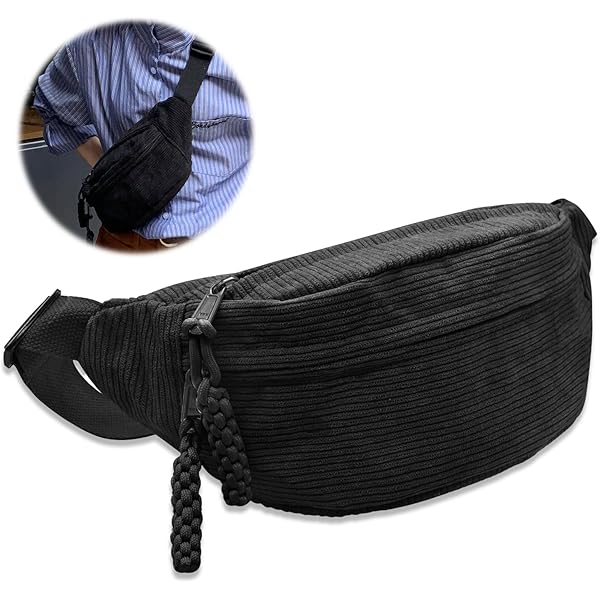 Heuptas voor dames, waterdichte heuptas met ruitpatroon, 4 zakken met ritssluiting, crossbody heuptas voor outdoor, wandelen, festival, zwart
