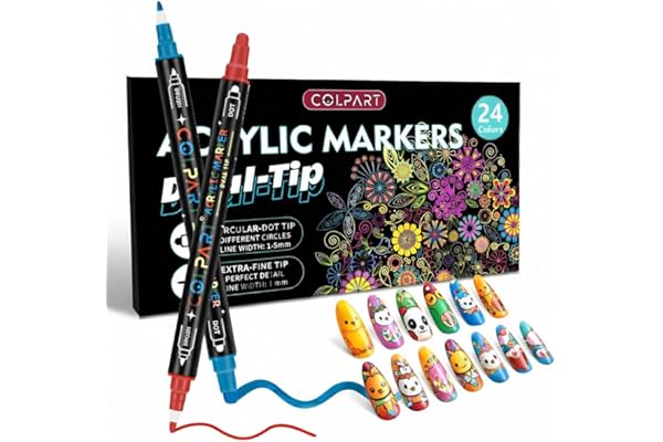 colpart Marqueurs Acrylique -marqueur peinture Feutre Acrylique 24 couleurs stylo noel– roche, toile, plastique, métal, bois et pierre, marqueurs D'oeufs De Pâques Et De Citrouilles
