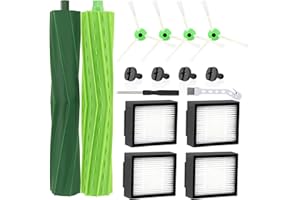 LEADAYBETTER Pièces Accessoire de Rechange pour iRobot Roomba E & I Series i7 i7+ i3 i3+ i4 i4+ i6 i6+ i8 i8+ j7 j7+/Plus E5 E6 E7,4 filtres,4 brosses latérales,1 paire de brosses d'extraction en silicone