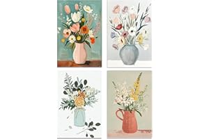 LOITTAINUE Malen Nach Zahlen Erwachsene, 4 Stück Malen Nach Zahlen Blume - 20 X 30 CM, DIY Handgemalt Ölgemälde Kit mit Pinsel und Acrylpigment für Kinder und Anfänger, Home Deko Geschenk