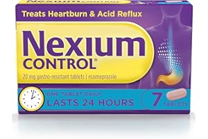 Nexium Control Heartburn & Indigestion Tablets for Acid Reflux Relief, Gastro-Resistant Esomeprazole Tablets, 20mg, 7 Count
