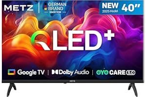 METZ QLED TV 40 Pouces (100 cm) FHD Smart LED Television Google Tele HDR 10 Dolby Audio Bluetooth 5,1 EyeCare Tuner DVB-T/-T2/-C/-S/-S2 CI+ (2025 Modèle, Noir 40MQF7000Z)