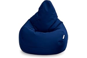 Loft 25 Puff Pera Gamer | Silla Puff Pera para Exteriores Interiores Sala | Resistente Al Agua | Limpieza Fácil | Diseño Ergonómico para Soporte del Cuerpo | Durable Y Cómoda (Navy, Puff)