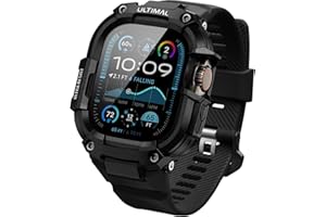 ULTIMAL Case with Band Compatible with Apple Watch Straps Ultra 3/ Ultra 2/ Ultra 49mm, Rugged Military Grade Protective Bumper Cover for iWatch Strap Men (49mm, Black)