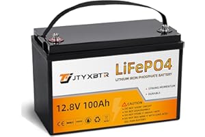 JTYXBTR LiFePO4 12V 100Ah Lithium Battery, Max 1280W Power, 100A BMS, 5000+ Cycles Deep Cycle Lithium Battery, Perfect for Motorhome, Solar System, Motorhome, Fishing Boat and Off Grid Applications