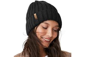 FURTALK Bonnet d'hiver Ample en Tricot pour Femme Chapeau épais à Pompon Casquette de Ski