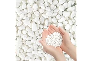 LUCKYOO 3.97lb Decorative Stones, Natural Pebbles for Plant Pots, Small River Rocks White Gravel Stones for Garden Fish Tank Gravel, Landscaping, Vase Fillers, Aquarium,Succulents Garden Decoration(0.5-0.8CM)