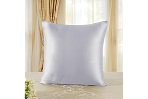 ‎TOWNSSILK townssilk Seidenkissenbezug 40x40cm – 100% Maulbeerseide, 19mm, beidseitig Seide, Oeko-TEX Zertifiziert, Güteklasse 6A, mit Reißverschluss, 1 Stück,Silber