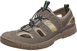 OutPro Herren Sandalen Waterproof Wandersandale Trekkingsandalen Männer Sommer Geschlossene Sandalen für Sports Strand, Khaki 44EU