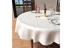 Soleil d'ocre Luxury Tovaglia Anti Macchia, Bianco, Diametro 180 cm
