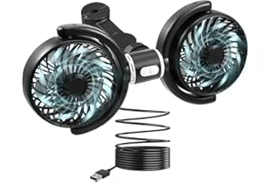 STRIXORN 5V 2A Doppelkopf Kopfstütze Autolüfter,Doppelköpfiger Ventilator Auto mit 3 Speed,12V Doppelkopf Auto Ventilator für KFZ,Auto Lüfter Zigarettenanzünder,USB Auto Ventilator für LKW Van SUV RV,Leise