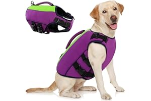 AOFITEE Ripstop, gilet di salvataggio per cani di piccola taglia media e grande taglia, riflettente, per il nuoto, canottaggio, regolabile, con manico di salvataggio e galleggiamento superiore