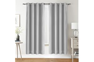 Utopia Bedding Opacas Cortinas Salon Modernas 2 Piezas 140x220 cm, Blanco Grisáceo - Cortinas Térmicas Aislantes Frío Calor y para Dormitorio, Salón y Cocina con Ojales