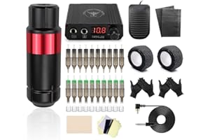 ‎TATELF TATELF Complete Maschine Set Cartridge Short Pen with 20pcs Cartridges Needles Netzteil Fußpedal Tintenzubehör für Anfänger Künstler