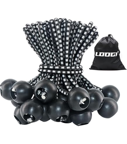 YOKIVE 100-Pack Tarp Ball Bungee Cords – 9 Inch Elastic Tie-Downs For Camping, Tents, Cargo (Black)