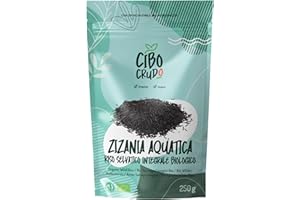CIBO CRUDO CRUDO BIOLOGICO VEGAN Riso Selvatico Integrale Biologico - 250g. Zizania Acquatica o Riso Nero Selvaggio.