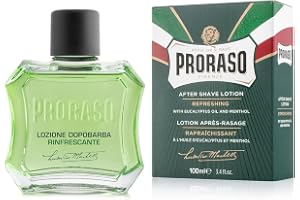 Proraso Odświeżający a Tonowanie Płyn po Goleniu Balsam 100 ml, Zielony | Odświeżający, z olejkiem eukaliptusowym i mentolem, bez parabenów i silikonów, wegańska formuła, wyprodukowano we Włoszech