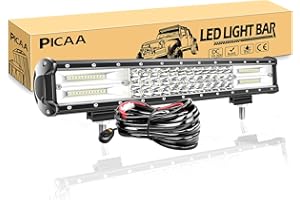 PICAA led Arbeitsscheinwerfer 17 Zoll 45CM 252W Lichtbalken 12V Mit Kabelbaum Zusatzscheinwerfer Bar Spot Flutlicht Kombination Arbeit Licht für SUV Offroad ATV UTV Traktor 4x4 Auto