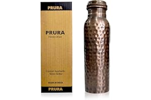 PRURA Borraccia in rame con taglio a diamante, a prova di perdite, contenitore in rame ayurvedico per sport, palestra, attività all'aperto, yoga