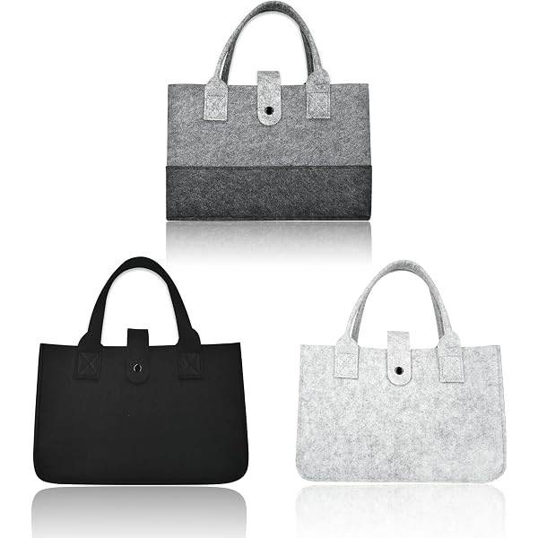 Filz-Einkaufstasche 2er-Set – Faltbar, 30x20x28 Cm, Grau & Schwarz