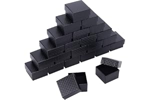 nbeads 24 st kartong smyckeskrin, 5,1 x 5,1 x 3,3 cm svart fyrkantig presentförpackning med svart svamp för smycken presentfö