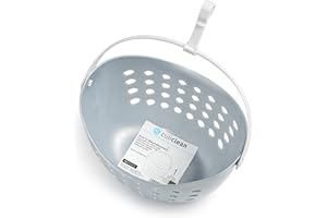 culiclean Peg Basket for Clothes Pegs for Washing Line/Laundry Pegs 1 Basket grey with white Handle, with Hanger, Alternative to Peg Bag