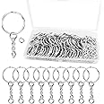 80PCS Key Chain Rings and 80PCS Open Jump Rings Metal Splits Key Ring Hoops (25mm) for DIY Crafts, Jewelry Making, Keyring Making