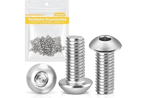 Caianwin Tornillos de cabeza alomada M3 x 8 mm, 100 unidades, hexágono interior, acero inoxidable 304, tornillos de cabeza redonda plana para la instalación de muebles, áreas industriales