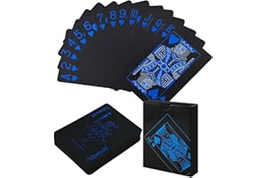 DONGCILL Pokerkarten Schwarz - 1 Deck Spielkarten aus Wasserfestem Plastik,Coole Spielkarten,Kartenspiel,Ideal für Poker,Blackjack,Skat & Mehr,Langlebig,Abwaschbar,Pokerkarten für Zuhause & unterwegs (Blau)