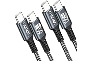 GIANAC 100W Cable USB C a USB C [2Pack 2M] Cable USB Tipo C Carga Rápida 5A PD con E-Mark Chip Cable Tipo C para iPhone 16 15;iPad Air/Pro;MacBook Air/Pro;Samsung Galaxy;Google Pixel;Huawei