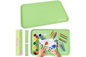 BuntWunder Silikonmatte Groß, Bastelunterlage mit Erhöhten Kanten, 61 x 41 cm Malunterlage für Kinder, Silikonmatte zum Basteln, Mehrzweck-Tischmatte, Platzset, Haustier Fütterung Matte (Grün)