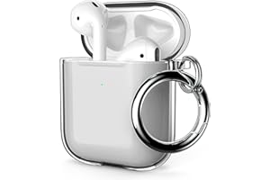ULAK für AirPods 2&1 Hülle, Durchsichtig Stoßfest Hülle Dünn Schutzhülle mit Karabiner Transparent Ladecase für Apple AirPods 2/AirPods 1 (LED an der Frontseite Sichtbar) - Schwarz