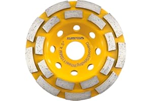 KURSTOL Meule à meulage diamant – 4.5"/115mm à double rangée pour couper, meuler, lisser, façonner le béton, le marbre, le granit, la maçonnerie, la brique 7/8"-5/8"