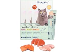 RumbleBox Friandises saines pour Chats – Sticks crémeux Poulet, Thon & Saumon monoprotéinés, sans céréales ni Sucre, hypoallergéniques, 5 ingrédients naturels – Pack économique 3 × 75 g
