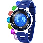 GUUMUXIN Kids Digital Watch, Sports Watch with 7 Color Indicator Lights, Acrylic Watch Display, 3ATM Water Resistant, Wrist W