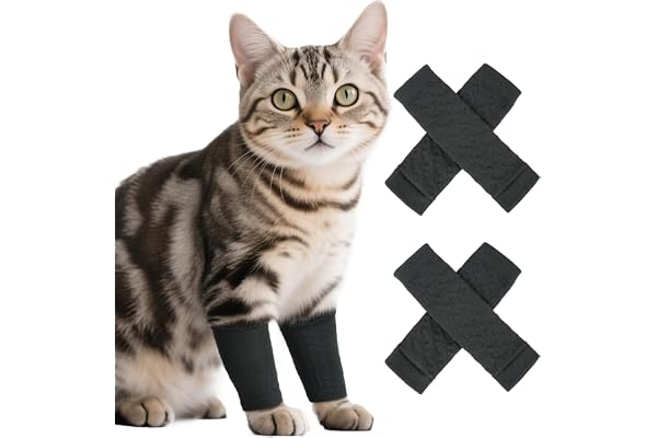 PUMYPOREITY 4 st kattbenshylsa, kattben sårskydd, ben-knäledsskydd, sluta slicka ett sår på benet (mörkgrå, S)