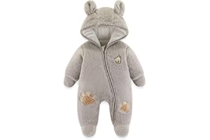Baby Schneeanzüge Winter Overall mit Kapuze Fleece Strampler Mädchen Jungen Warm Outfits- Gr. 0-3 Monate (59 cm), Gelb