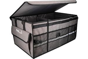 PMK GRUPO - Organisateur de Voiture Coffre | Rangement Coffre de Voiture Pliable Imperméable de Grande Capacité et Réglable - Couleur Gris - Taille XXL