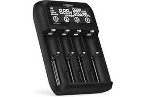 ANSMANN Universal Battery Charger "Lithium 4" per Li-ion 18650 21700 26650 22650 18500 e molti altri. & NiMH AA/AAA/Baby C - Caricabatterie per celle agli ioni di litio e batterie NiMH, USB C