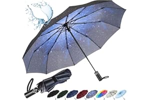inaWarm Automatyczny Składany Parasol, Kompaktowy, antywiatrowy solidny parasol z powłoką teflonową 210T i 10 wielorybami z włókna szklanego, parasol podróżny dla mężczyzn i kobiet