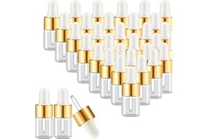 EXTRAPINS 100 Stück Mini Pipettenflasche,2 ml Transparente Glasflasche mit Tropfpipette,Probenbehälter für Ätherisches Öl Aromatherapie Massage Nagelpflegeöl, Duftöl Probe