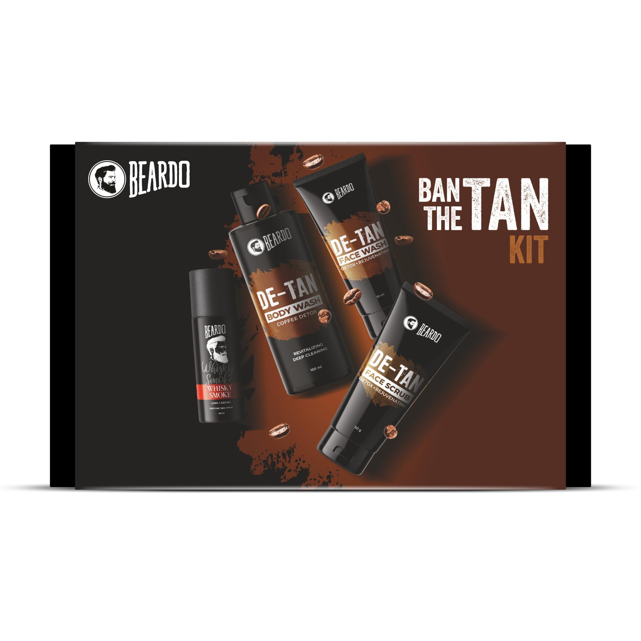 Beardo Ban the Tan Kit | Grooming kit for men | Detan Facewash | Detan Bodywash | Detan Face Scrub | Whisky smoke perfume bod