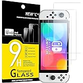 NEW'C 3 Piezas, Protector Pantalla para Nintendo Switch (modèle OLED), Cristal templado Antiarañazos, Antihuellas, Sin Burbuj