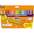 BIC Kids Filzstifte Set Kid Couleur, Fasermaler zum Malen in 24 auswaschbaren Farben, inkl. Neonfarben, im Karton Etui, ab 5