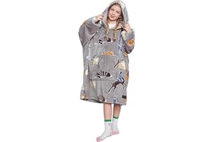 Catalonia Classy Świecący w ciemności dziecięcy koc z kapturem, miękki, puszysty polar, ciepły koc do noszenia, przytulna bluza z kapturem dla chłopców, dziewczynek, dzieci, dla nastolatków, pies