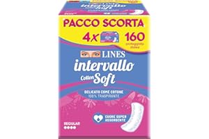 LINES INTERVALLO COTTON SOFT, proteggislip disteso, salvaslip per piccole perdite, delicato come cotone, traspirante, neutralizza odore