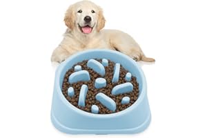 Suhaco Slow Feeder Dog Bowls Dog Food Bowl Slow Feeder Prevent Choking & Overeating, Non Slip Dog Slow Eating Bowl for Small & Medium Dogs Puzzle Pet Feeding Bowls (Blue)
