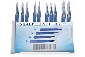 Horn Medical Einweg Skalpell Set Typ I - Skalpelle in den Größen/Figuren 10 (3x), 11 (2x), 12 (3x) und 24 (2x) - einzeln steril verpackt