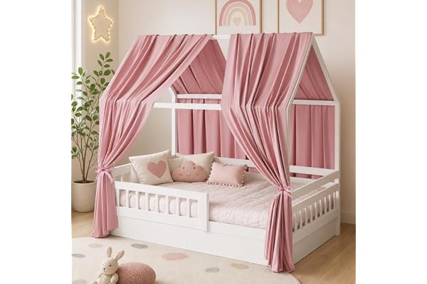LUPATDY 2-pack Husäng/himmelsäng, Betthimmel Husäng av muslin, Mjuk baldakin för hemmasängar, Betthimmel för flickor & pojkar, barnrumsdekoration 135 x 350 cm